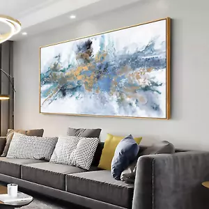 Abstract Wall Art for Living Room Large Size Framed Navy Blue Canvas Wall Art Ab - Picture 1 of 7