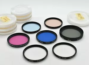 7 Genuine Nikon 52mm Filter lot Polarizer, B12, FL-D, B2, A2, L37 & L39 w/Cases - Picture 1 of 7