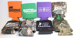 Lot Of 8 Mixed Assorted Multicolored Advertising Can Drink Koozies - Picture 1 of 8