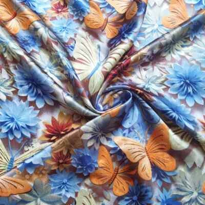 Satin Fabric 58" Wide By Yards Silky Charmeuse Material Butterfly Satin Fabric  - Image 1 of 4