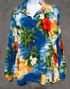 Jammy Job Women's Large Casual Shirt Work From Home Zoom Button Down  Colorful - Picture 1 of 10