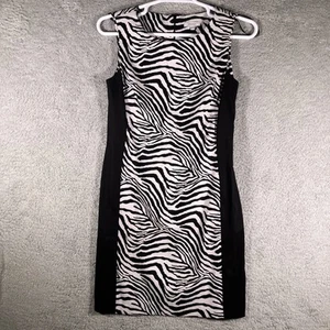 dressbarn Zebra Stripe Pencil Dress Womens 10 Avant Garde Chic Sexy Formal - Picture 1 of 12