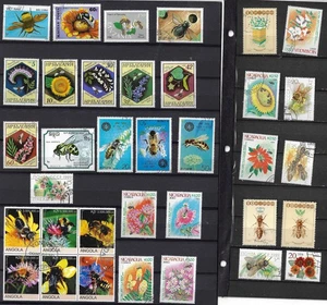 35 All Different BEES & BEE KEEPING  ON   STAMPS (INSECTS) - Picture 1 of 1
