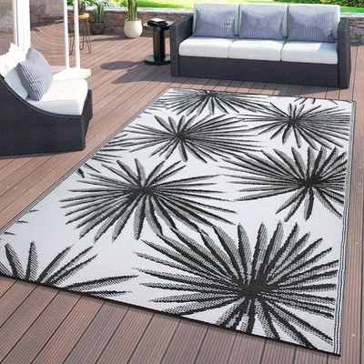 Alfombra Exterior Rugshop Negra 8x10 Floral Tropical Reversible Plástico Alfombra Exterior Foto 1 de 4