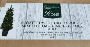 Christmas Pot Tree 4' Batteriebetrieben Pre-Lit Zeder Kiefer Multicolor/Feier - Bild 1 von 2