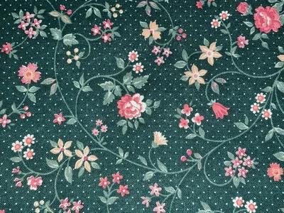 29" X 44" Vintage Rosa Amarillo Flores sobre Verde Punteado Algodón Edredón Tela 3/4 Yardas Foto 1 de 4