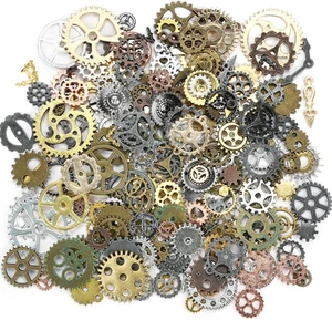 200 Gram Antique Steampunk Gear,Mix Steampunk Wheel Alloy Gear Pendants Charms f - Picture 1 of 12