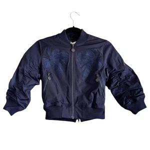 NWT Stella McCartney Girls Blue Embroidered Palm Tree Bomber Jacket Sz 6 Yrs NEW - Picture 1 of 8