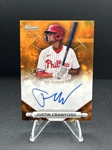 2023 Bowman Sterling Justin Crawford Auto Orange Refractor /75 - Picture 1 of 7