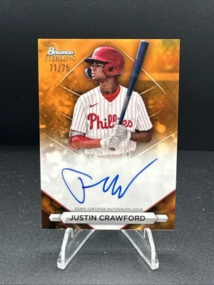 2023 Bowman Sterling Justin Crawford Auto Orange Refractor /75 - Image 1 of 4