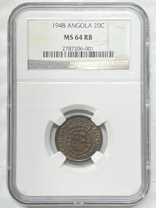 1948 Angola Bronze 20 Centavos NGC MS64 RB 300th Anniversary Revolution KM#71 - Picture 1 of 4