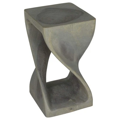 Haussmann Original Wood Twist End Table 10x10x18 in Height Grey Oil - Image 1 of 4
