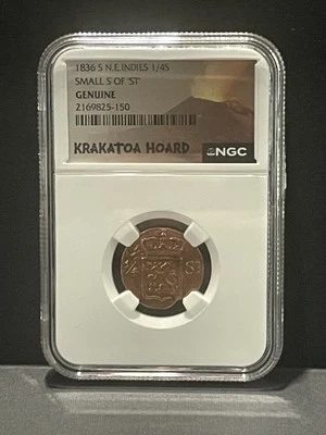 1836 S N.E.INDIES 1/4S Small S Of “ST” Krakatoa Hoard NGC Genuine - Image 1 of 2