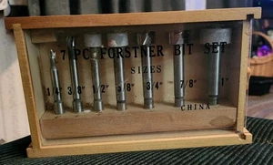 7-pcs Vintage Pro Wood Forstner Drill Bit Set Inch 1/4" - 1" Made in China - Picture 1 of 3