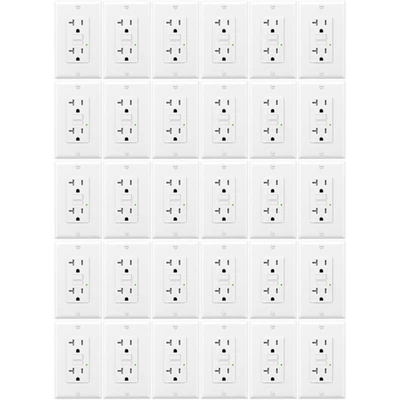 20AMP GFCI Outlet Receptacle Weather & Tamper Resistant, GFI TR WR, 30 Pack - Image 1 of 4