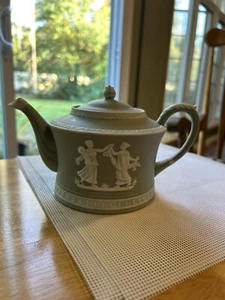 GREEN JASPERWARE MINI TEAPOT CLASSICAL DECORATION - Picture 1 of 10