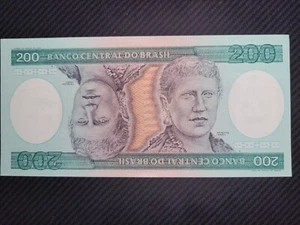 Brazil 200 Cruzeiros Banknote World Paper Money UNC Currency Bill Note - Picture 1 of 3