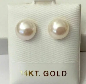 Großhandel AAA Akoya 9-10 mm weiße Perle Ohrringe 14k Gold zeitlich begrenzte Aktion - Bild 1 von 2