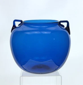 Blenko Handmade Glass 68 Two Handled Rose Bowl in Turquoise Early Pre-Designer - Picture 1 of 10