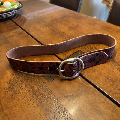 Lucky Brand Red And Black Genuine Leather Women’s Size 30 Belt Burur318 - Image 1 of 4