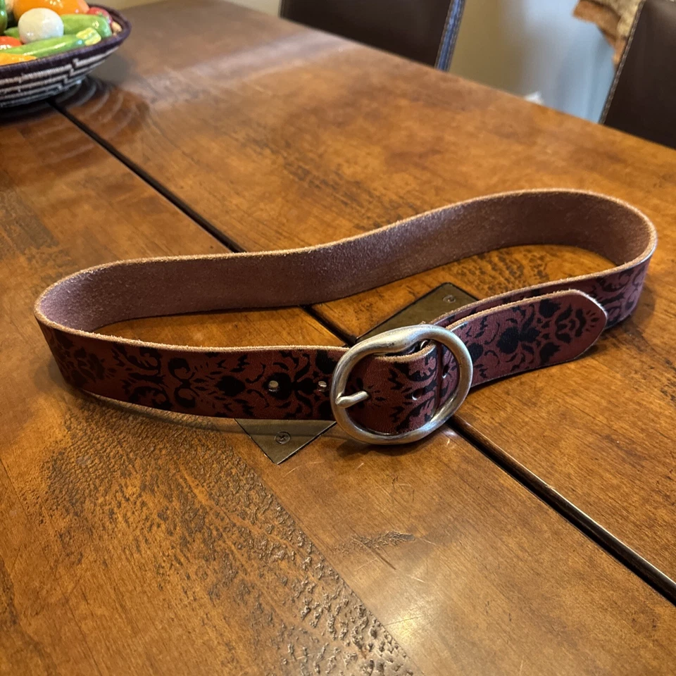 Cinturón Burur318 Lucky Brand de cuero genuino rojo y negro para mujer talla 30 Foto 1 de 4