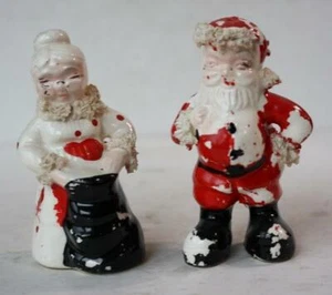 Papá Noel señora Claus estatuilla círculo sal pimienta coctelera conjunto espaguetis 1956 de colección - Imagen 1 de 1