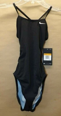 Nike Girls Swim Polyester Cut-Out Tank Swimsuit Black Size 8 - Image 1 of 4