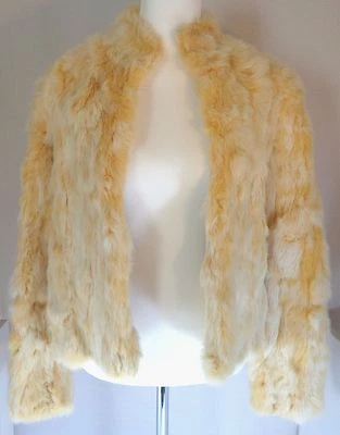 Wilsons Leather Maxima Rabbit Fur Jacket Womens Size Large Soft Blonde Beige  - Image 1 of 4
