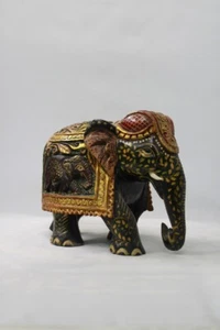 Hand Painted Wooden Decorative Art Elephant, Home Decor, Indian Art Gift Item. - Picture 1 of 4