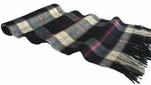 New 100% 2-Ply Pure Cashmere Plaid Scarf 62"x12" Men Muffler, Navy/Gray/Camel - Picture 1 of 4