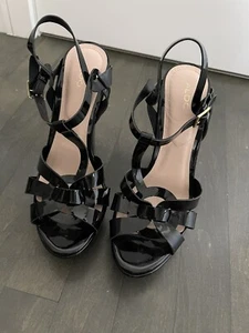 Comfy Aldo Black Womens Nellyy Platform Sandals Wedges Shoes 7.5 Sold Out - Picture 1 of 5