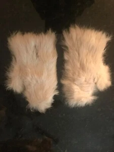 Vintage Kids Fur Mittens White  - Picture 1 of 6