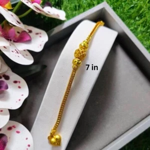 Bracciale Donna Cuore 18K 22K 23K 24K THAI BAHT ORO GIALLO 7 in - Foto 1 di 5