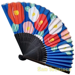 Bamboo Folding Fan Sensu Daiso Japan - Camelia 8.3" Culture Japan Flower - Picture 1 of 5