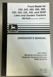 John Deere Front Blade 240-355D Lawn & Garden Tractor Op. Manual OMM139130 O-1B - Picture 1 of 1