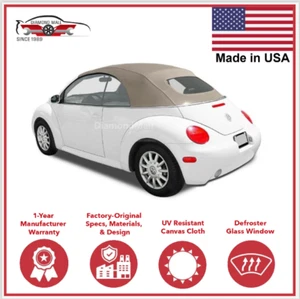 Convertible Soft Top Fits 2003-2010 Volkswagen VW New Beetle w/DOT Window, Tan - Picture 1 of 3