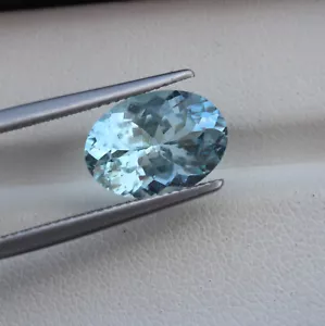 4,75 Karat 12,7x9,2x6,5 mm naturblau Aquamarin oval geschnitten Edelstein - Bild 1 von 9