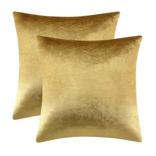 Gigizaza Gold Velvet Decorative Throw Pillow Covers for Sofa Bed 2 Pack Soft 18