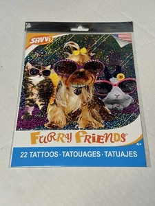 temporary tattoos kids 22 furry friends dogs cats - Picture 1 of 2