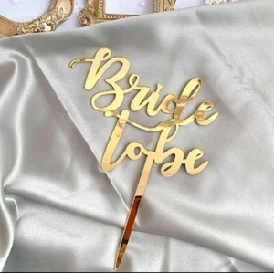 Gold Bridal Shower Kuchen Topper, Gold Acryl Kuchen Topper, Kostenloser Versand aus NYC. - Bild 1 von 2