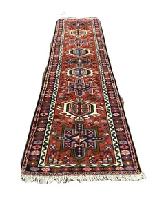 Hand Knotted Village Vintage Tribal Geometric Runner Rug Carpet 2'6”x9’4”,#670 - Picture 1 of 12