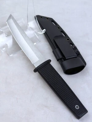5" TANTO Style Knife, Fixed Stainless Blade w/ Black Hard Plastic SHEATH & CLIP - Image 1 of 4