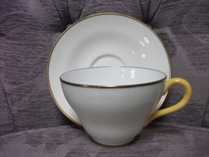 Wedgwood bone china S314 pear shape cup & saucer yellow handle - Picture 1 of 4