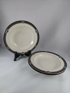 MIKASA GRANDE IVORY L2853 GOTHIC ROSE SET OF 3 RIM SOUP PLATES 8 1/2" DIAMETER. - Picture 1 of 6