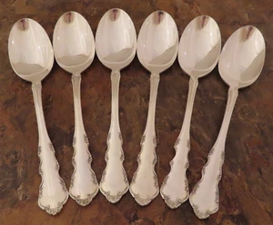 Reed & Barton Dresden Rose Set of 6 Soup Spoons Vtg Silverplate Flatware Lot G - Picture 1 of 5