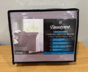NEW Beautyrest 4-Piece 600 Thread Count Cooling Cotton Queen Sheet Set Purple - Picture 1 of 3