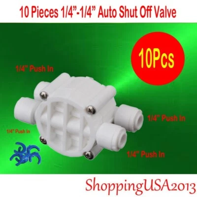 10Pcs Auto Shut Off Valve 1/4-1/4" Quick Connect Push In Undersink Water Filter - Image 1 of 4