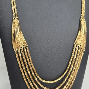 Collar Gargantilla Trifari Renacimiento Egipcio Cleopatra Texturizado Tono Dorado Difícil de Encontrar Años 60 - Imagen 1 de 15