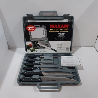 JUEGO DE CUCHILLOS DE COCINA 8 piezas Cuchillos de Chef Acero Inoxidable Maxam Tabla de Cortar Kit Foto 1 de 4