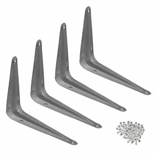 4 Pcs 4" x 5" in Utility Metal Wall Corner Shelving Shelf Brackets Support Gray - Picture 1 of 6